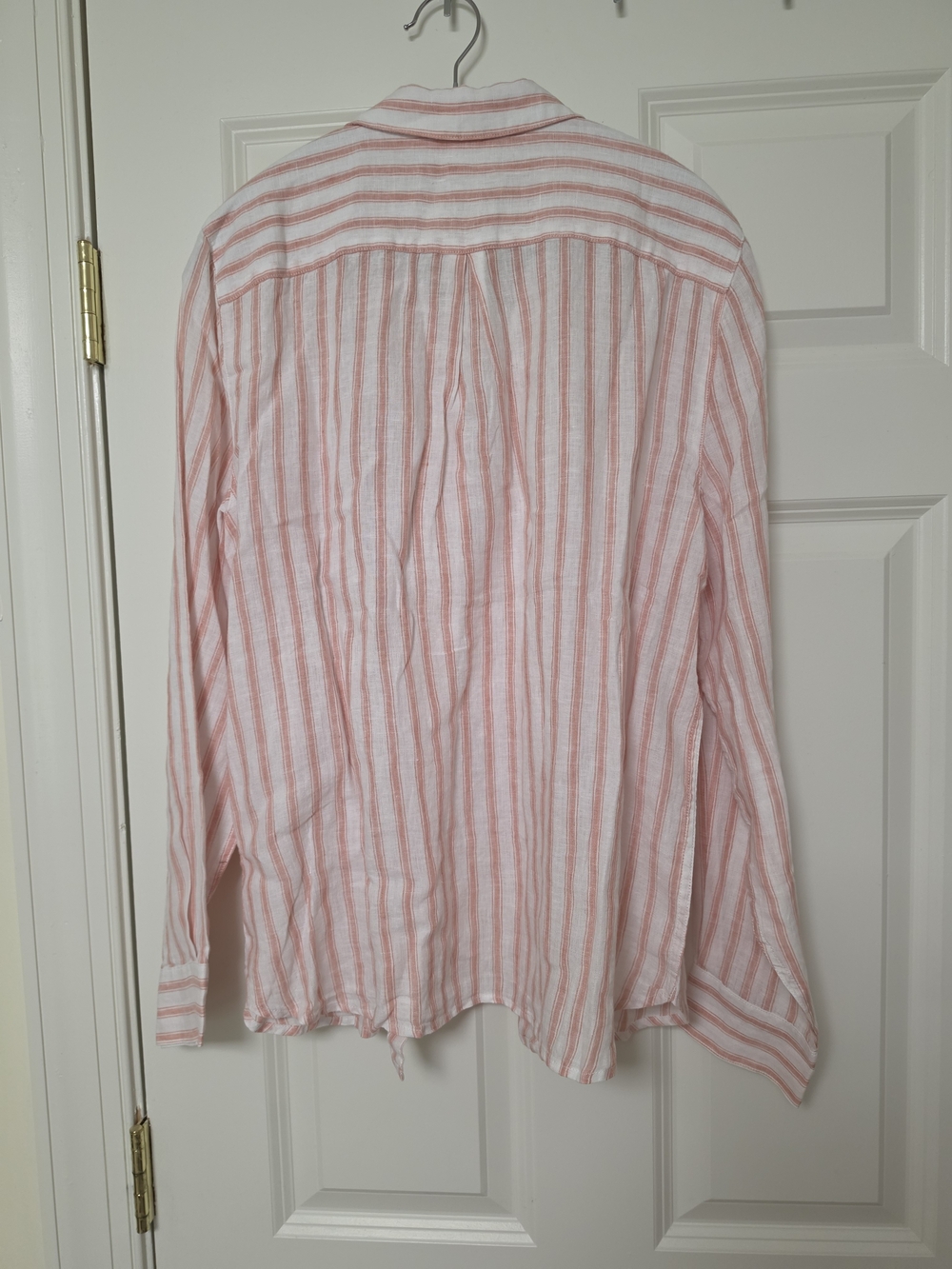 Garnet Hill Pink and White Striped Button-Down Shirt